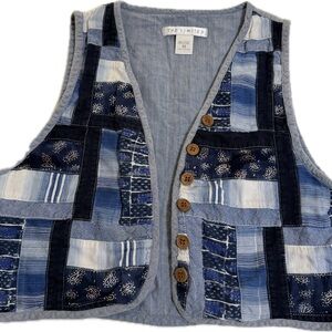The Limited Blue Patchwork Denim Vest